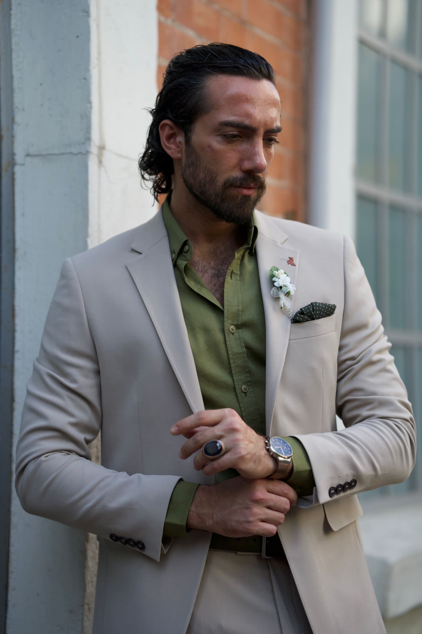 Slim-fit 2-piece Beige suit