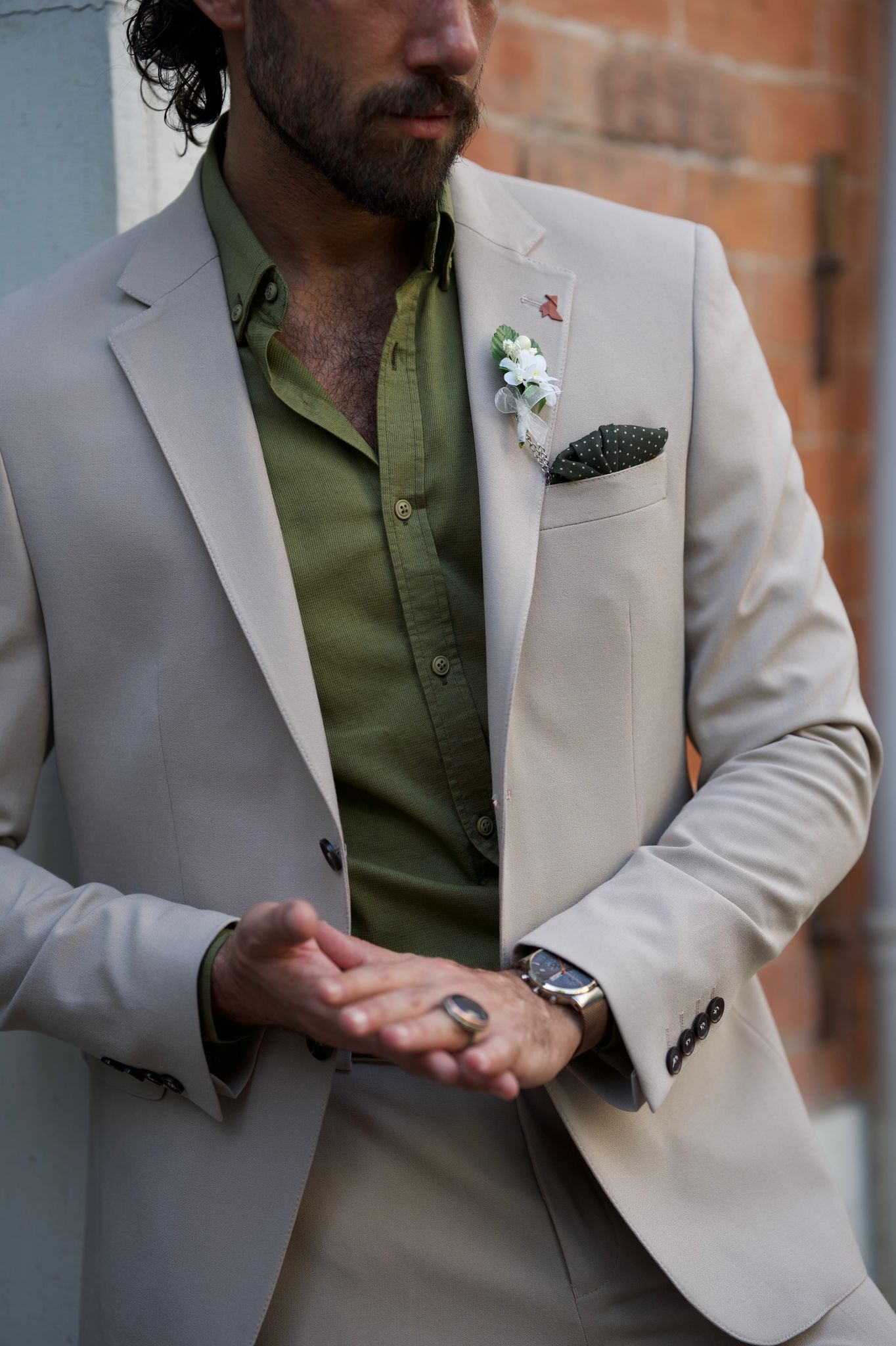 Slim-fit 2-piece Beige suit