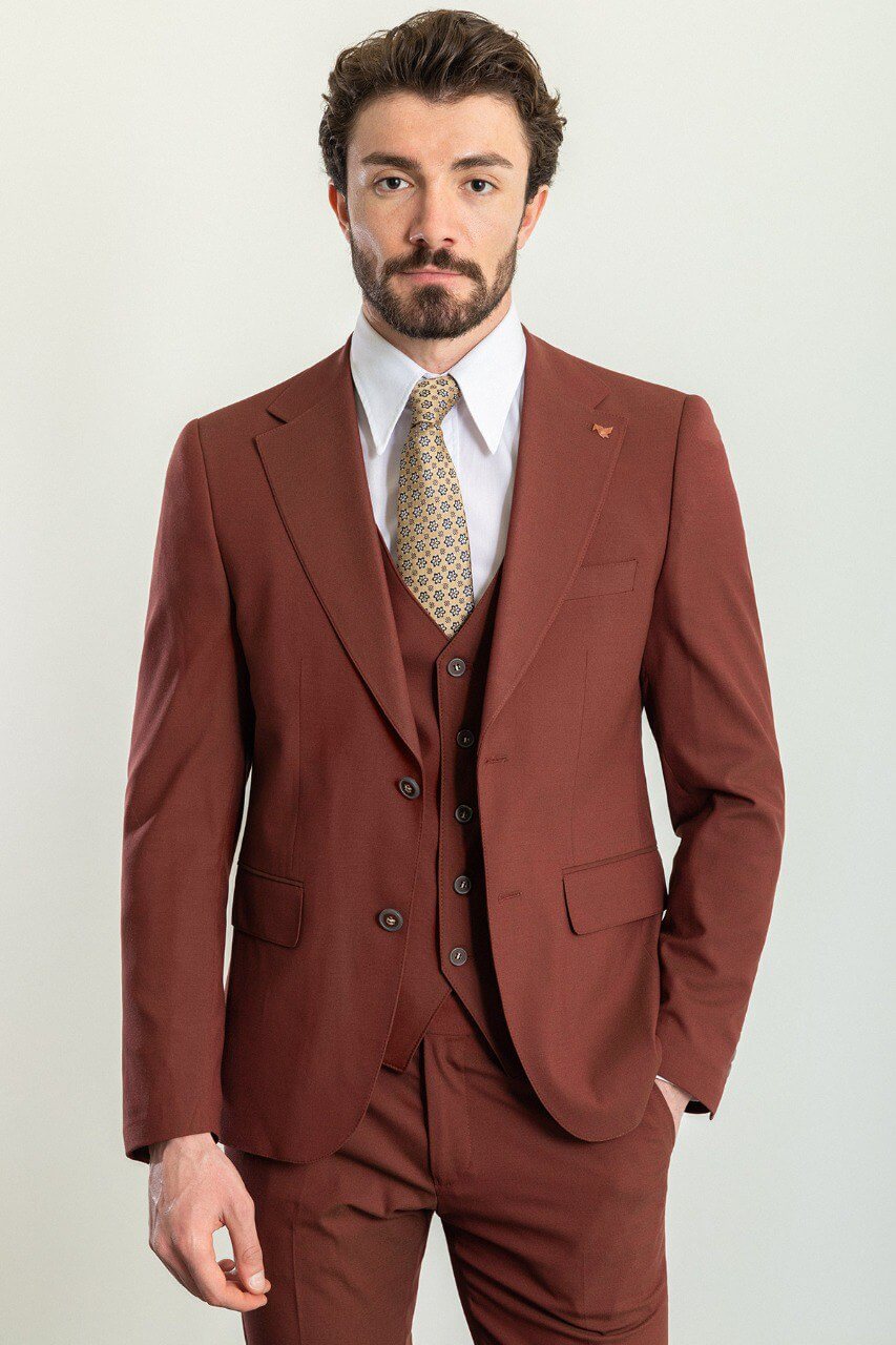 Almond Brown 3-Piece Suit
