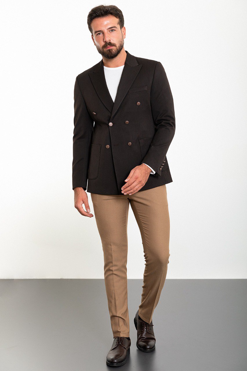 Dark Chocolate Double-Breasted Blazer