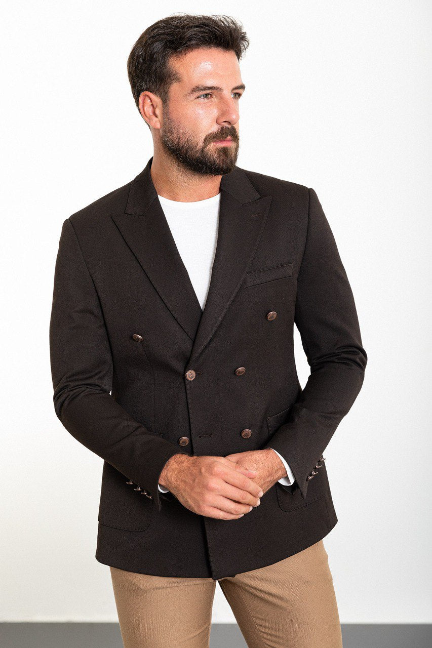 Dark Chocolate Double-Breasted Blazer