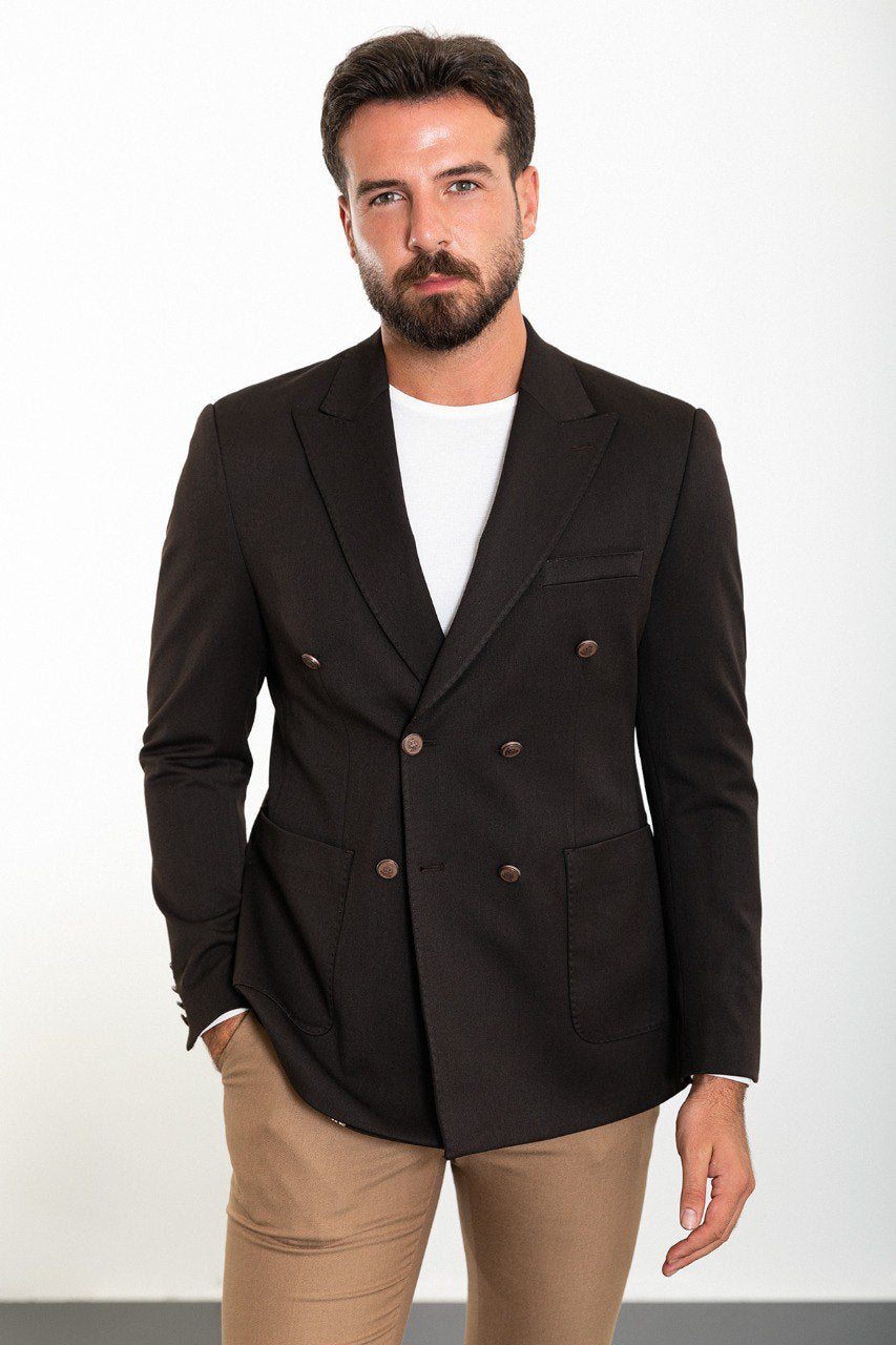 Dark Chocolate Double-Breasted Blazer
