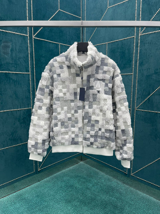 Louis Vuitton Fuzzy Check Zip-Up Jacket