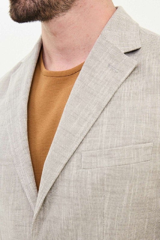 Light Grey Textured Two-Button Blazer