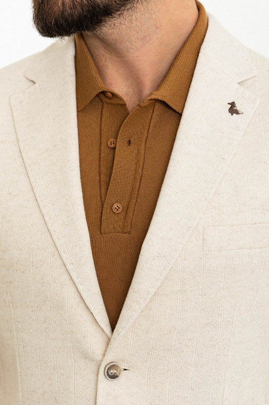 Off-White Linen Blend Two-Button Blazer