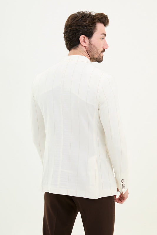 Off-White Pinstripe Double-Breasted Blazer