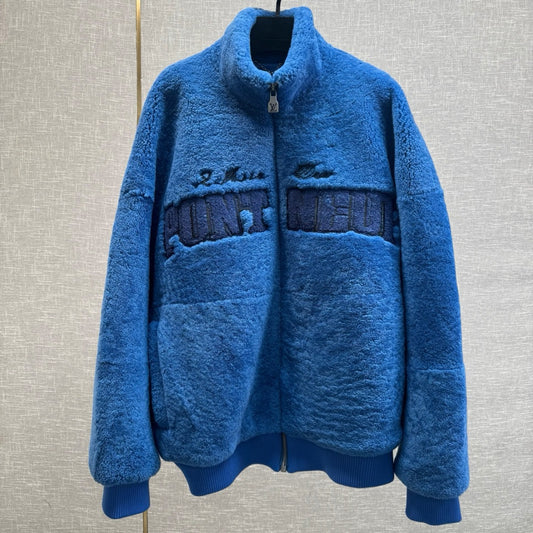 Louis Vuitton Fuzzy Blue Zip-Up Jacket