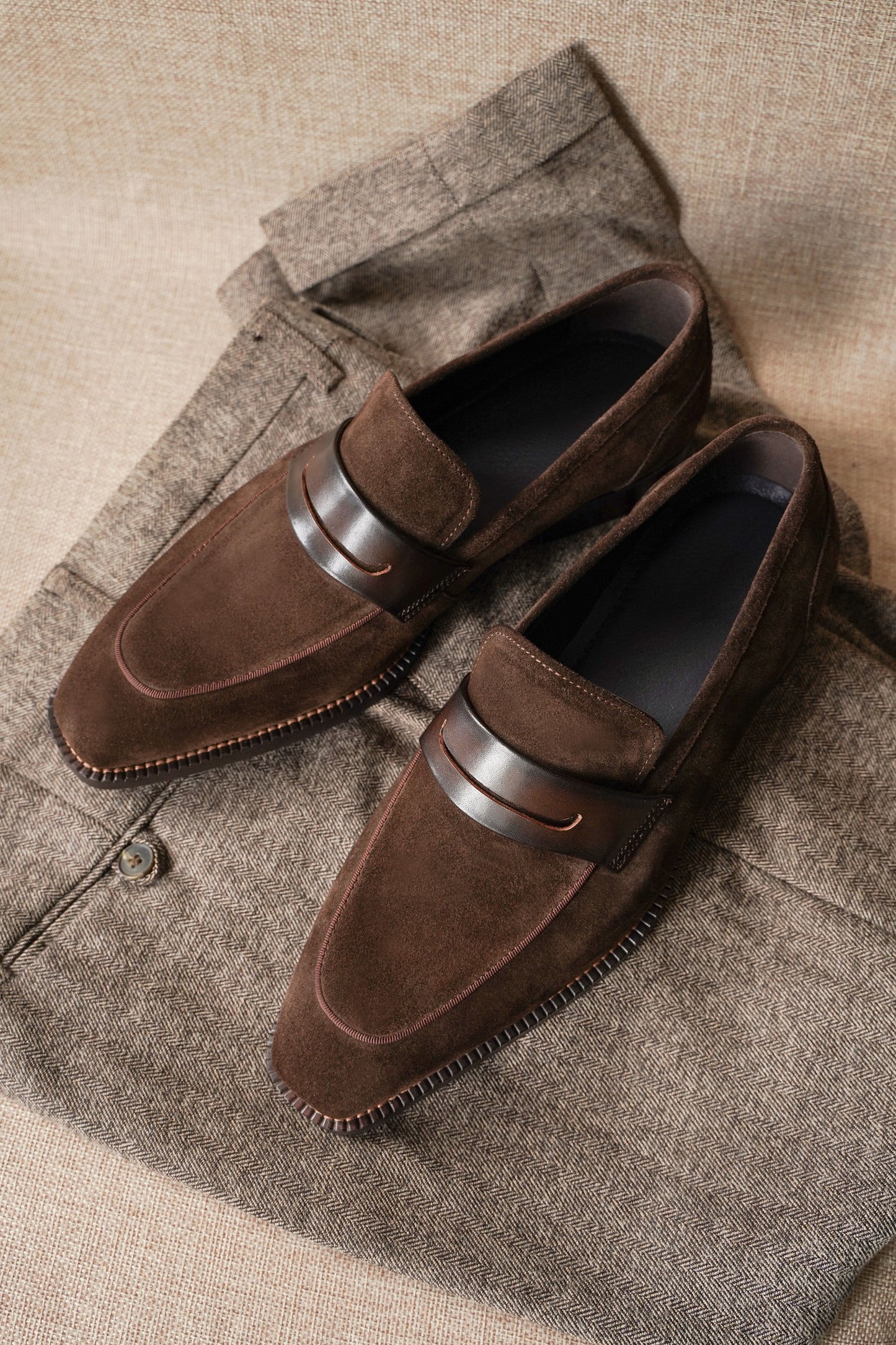 Titan Tailor Brown Suede Penny Loafers
