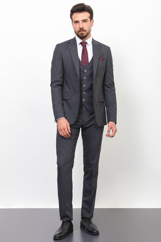Dark Gray Patterned Suit