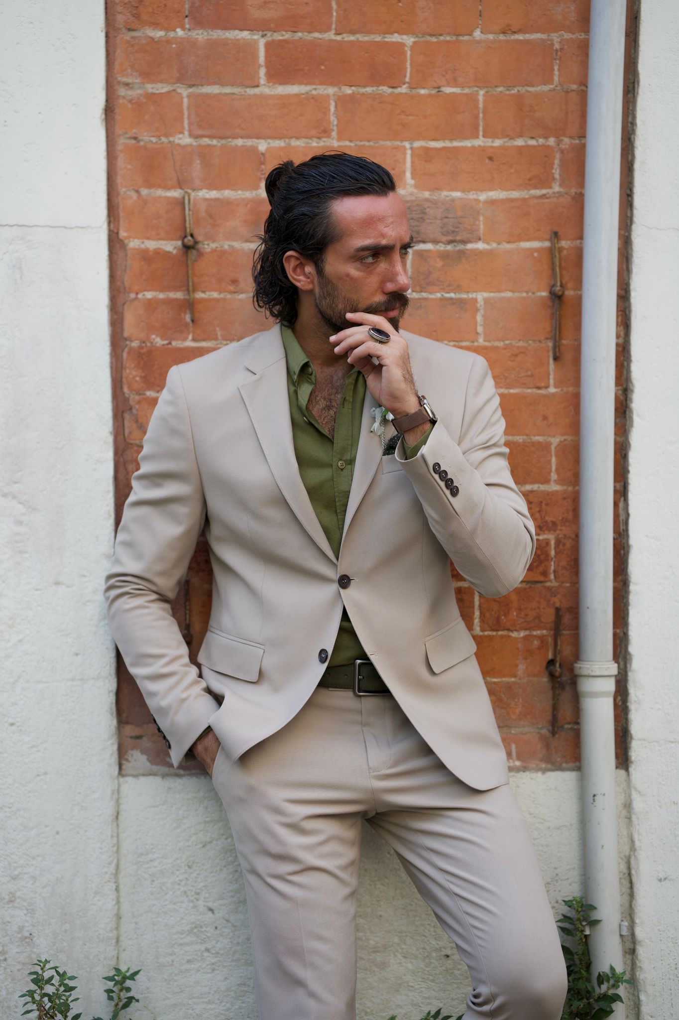 Slim-fit 2-piece Beige suit