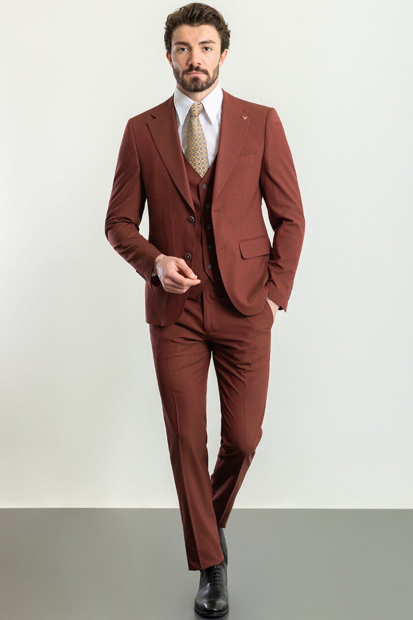 Almond Brown 3-Piece Suit