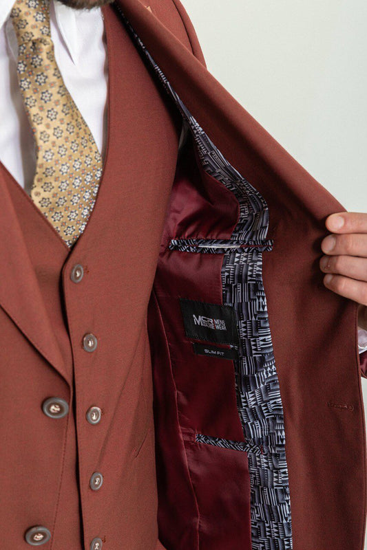 Almond Brown 3-Piece Suit