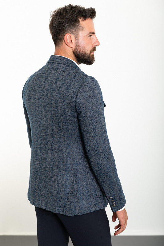 Blue Herringbone Utility Blazer