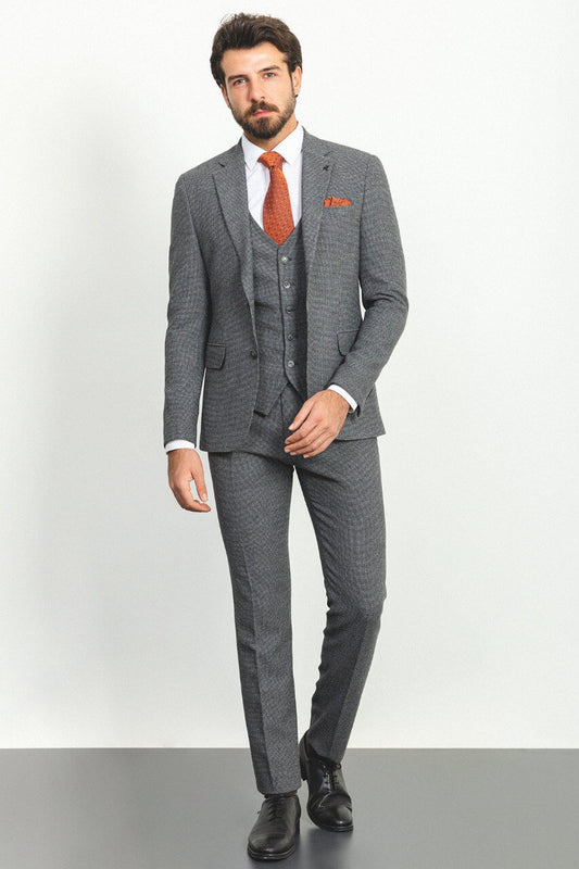 Modern Check Gray Suit